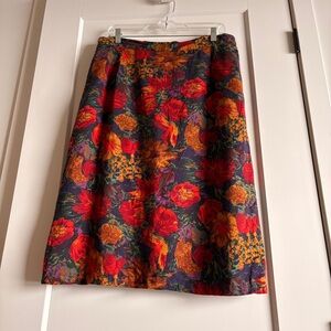 Vintage 80s Floral Midi Skirt | Bold Autumn Print | A-Line | Cozy Retro | Large